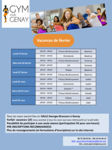 Programme Gym Club Genay hiver
